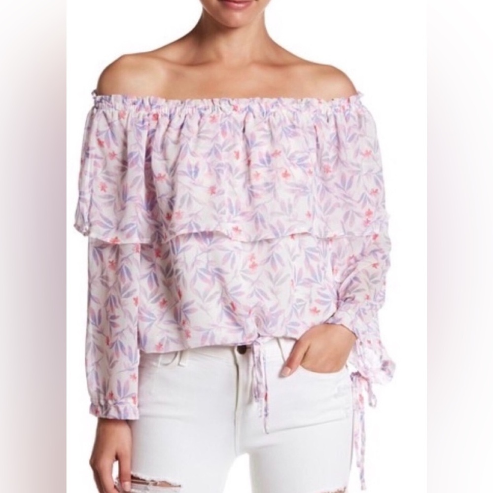 NWT Honey Punch off the shoulder floral blouse size M - Picture 1 of 8
